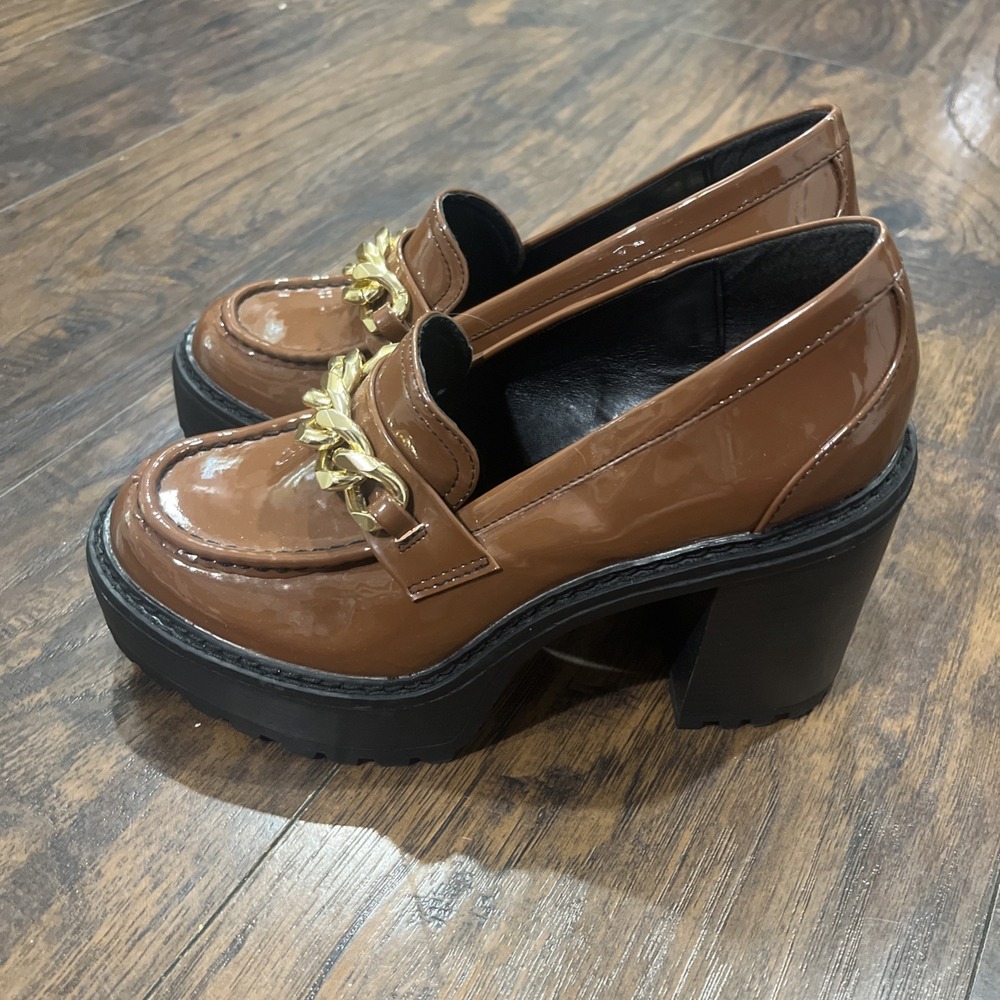 Steve Madden Girl Kassidy Platform Lug Sole Loafer Brown Women's 8.5 - Picture 4 of 10